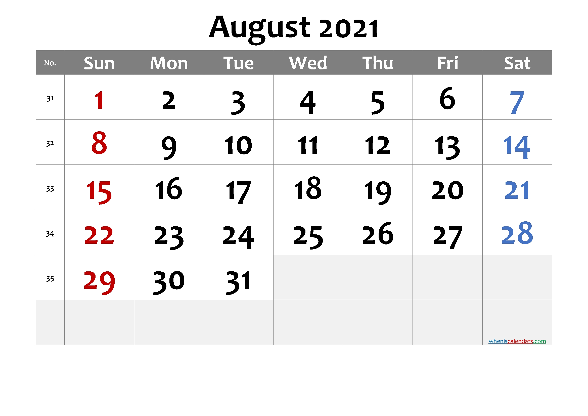 20+ Calendar 2021 Agust - Free Download Printable Calendar Templates ️ Blank Calendar Pages August 2021