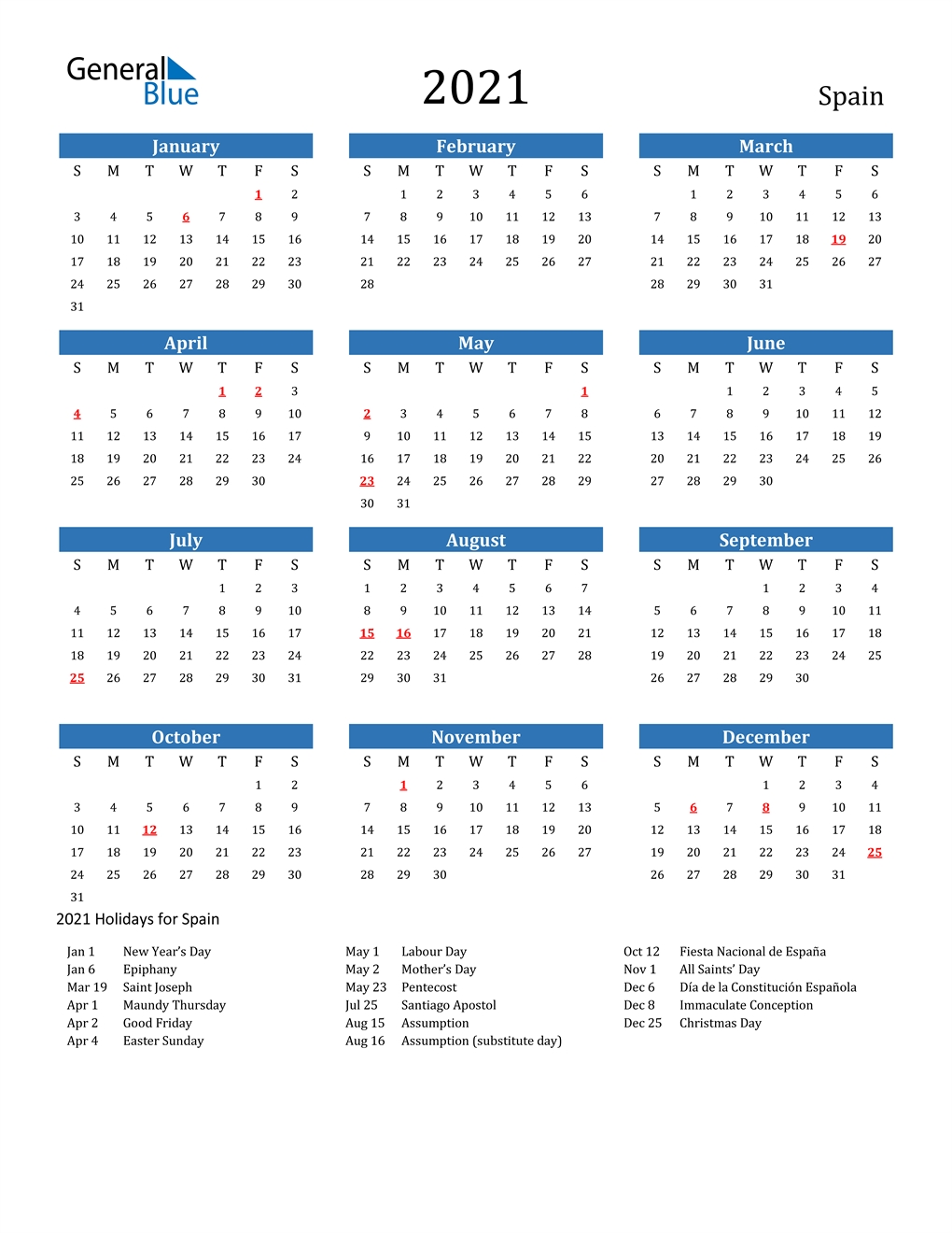 2021 Spain Calendar With Holidays Spanish Calendar December 2021