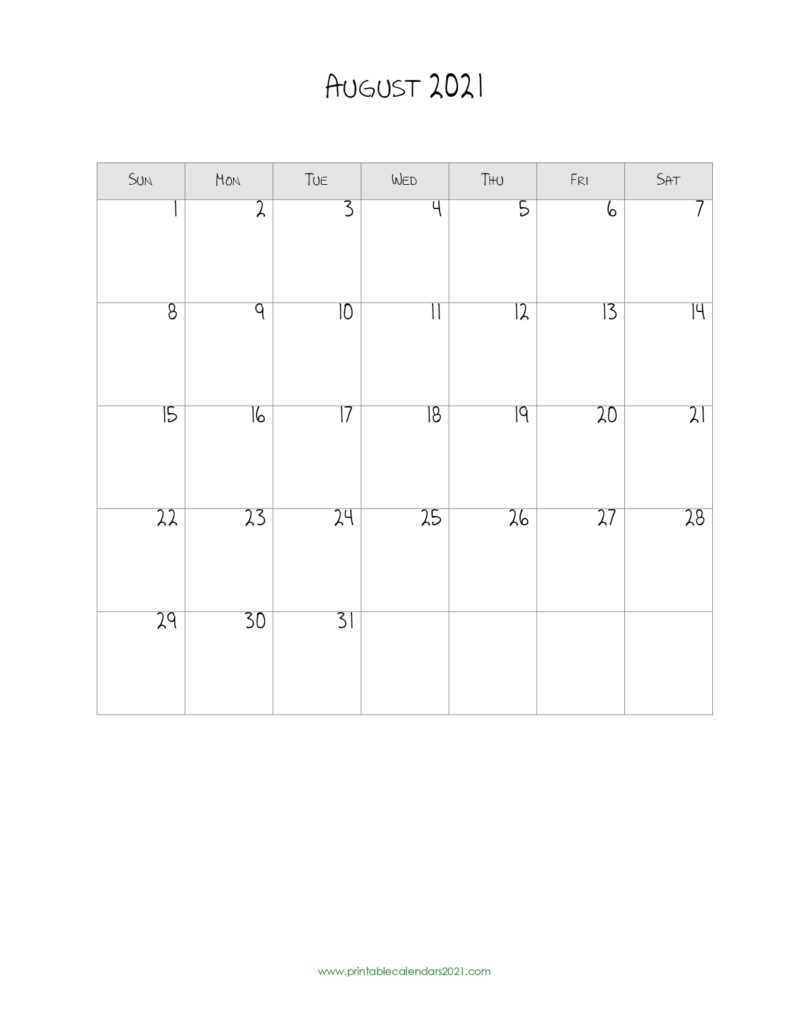 44+ August 2021 Calendar Printable, August 2021 Blank Calendar Pdf Blank Calendar Pages August 2021