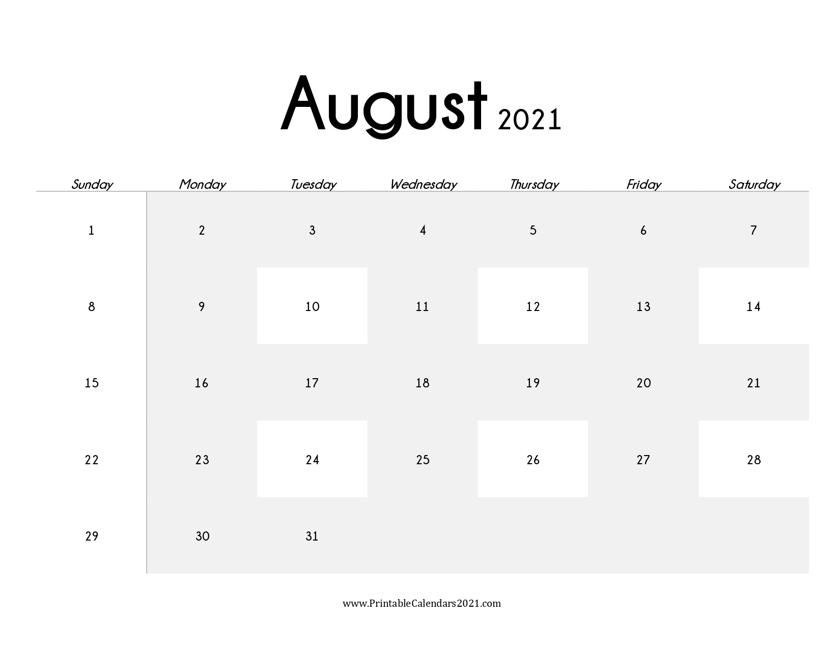 44+ August 2021 Calendar Printable, August 2021 Blank Calendar Pdf Blank Calendar Pages August 2021