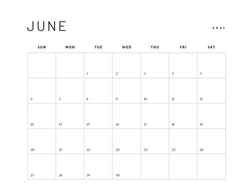 50 Best Printable June 2021 Calendars With Holidays - Onedesblog June 2021 Calendar Fillable