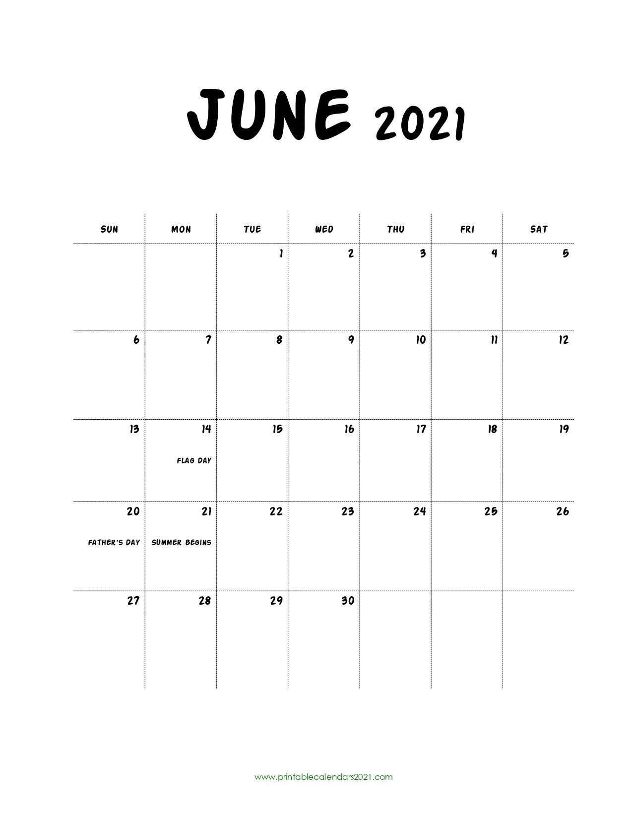 60+ Free June 2021 Calendar Printable With Holidays, Blank, Pdf June 2021 Calendar Blank