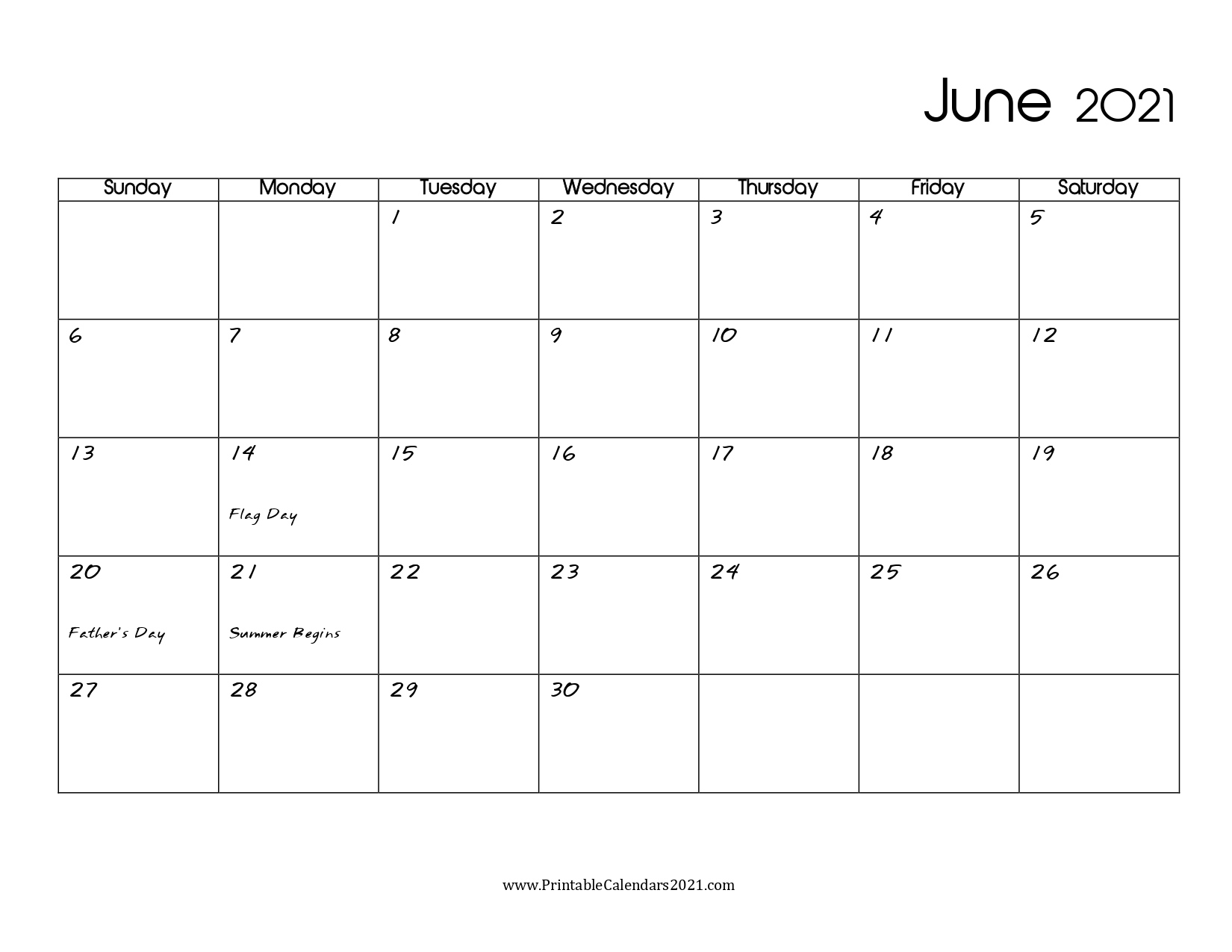 60+ Free June 2021 Calendar Printable With Holidays, Blank, Pdf June 2021 Calendar Blank