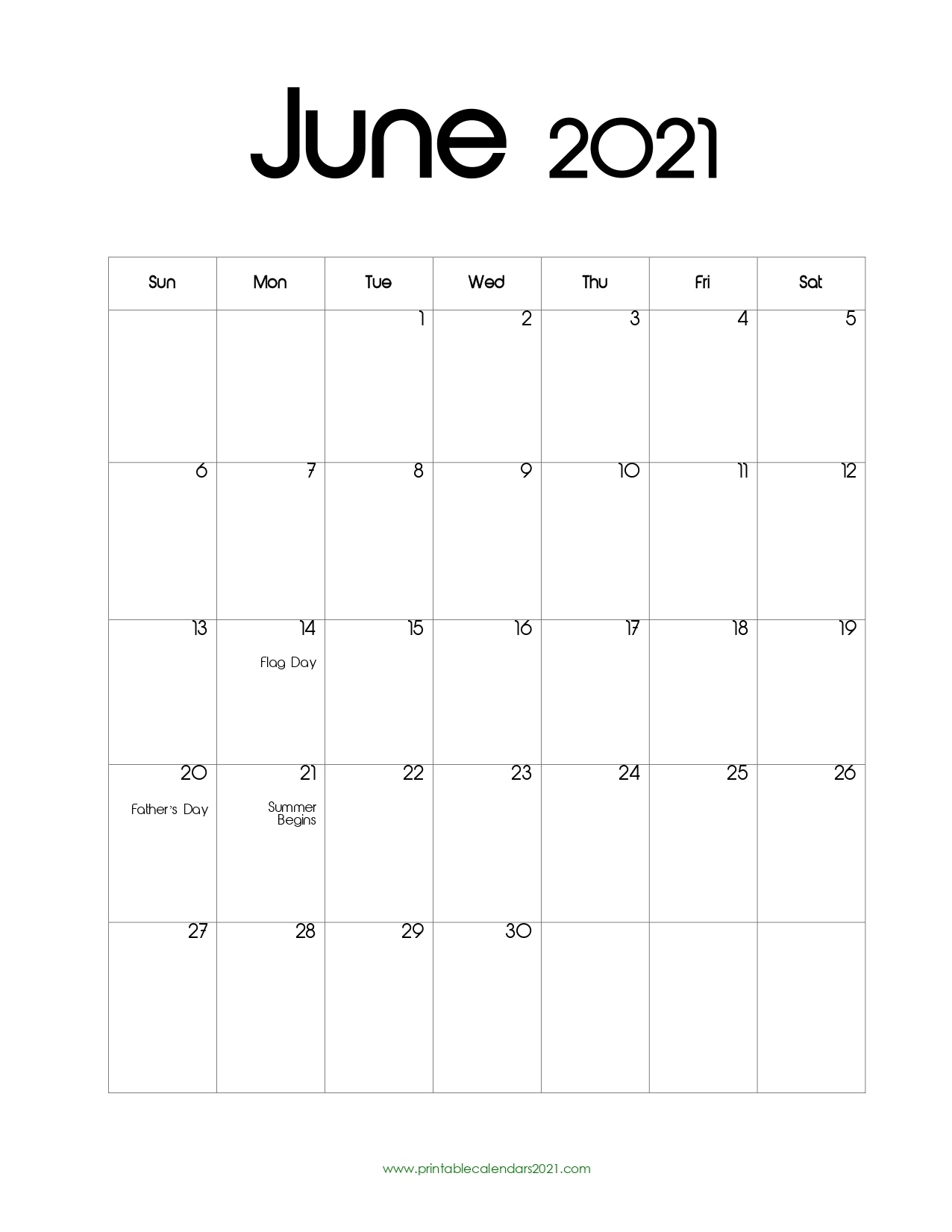 60+ Free June 2021 Calendar Printable With Holidays, Blank, Pdf June 2021 Calendar Fillable