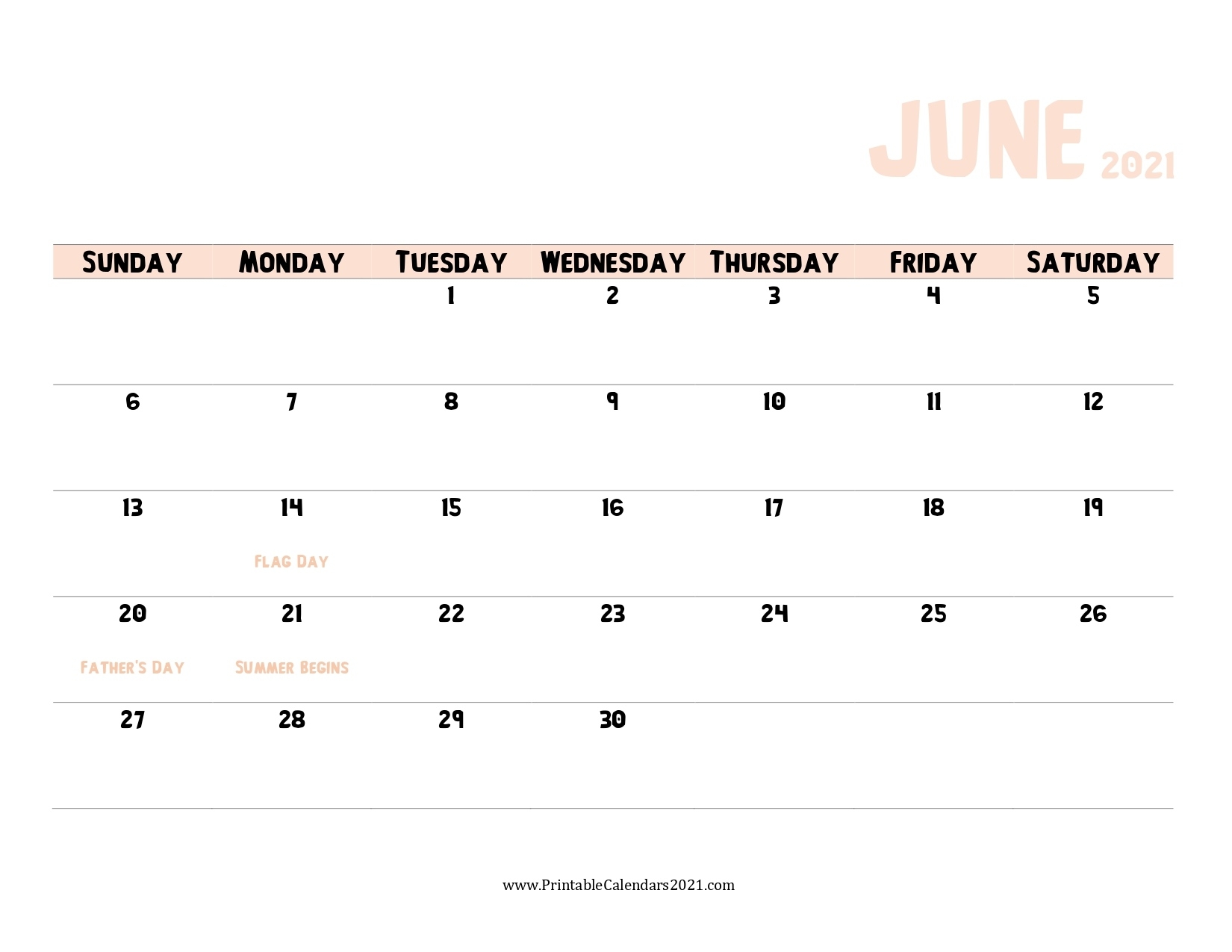 60+ Free June 2021 Calendar Printable With Holidays, Blank, Pdf June 2021 Calendar Holidays