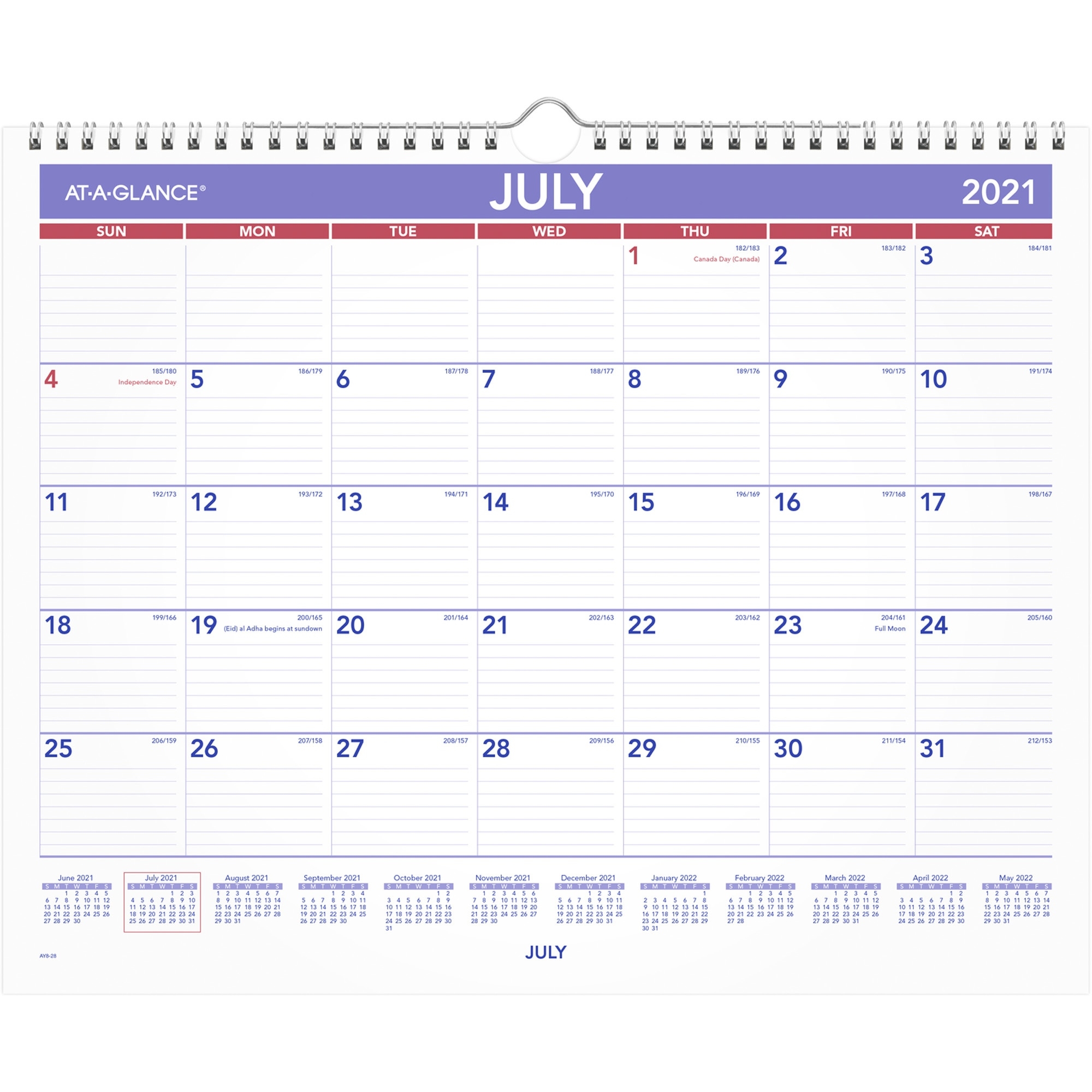 Aagay828 - At-A-Glance Academic Monthly Wall Calendar - Medium Size - Academic/Professional One Page Calendar July 2020 To June 2021