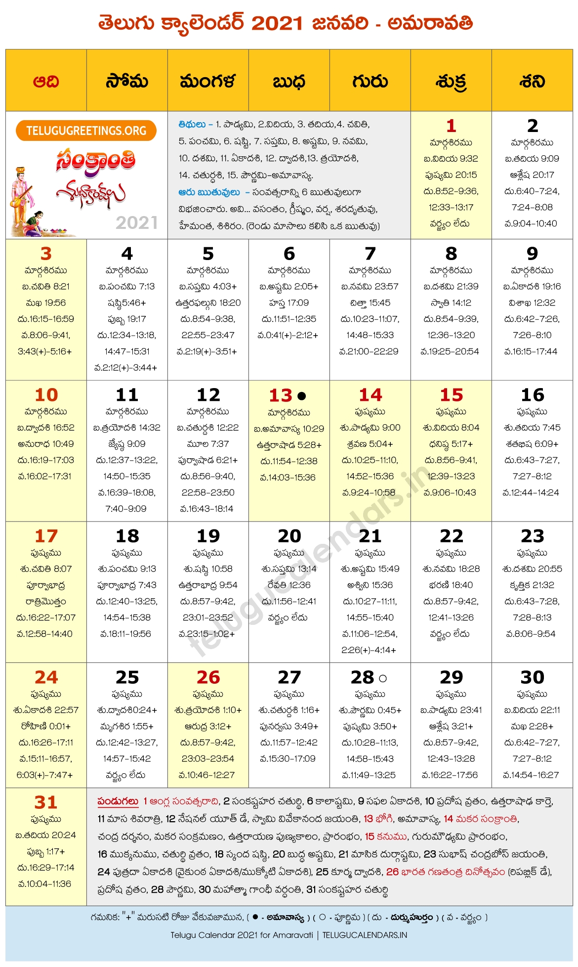 Amaravati 2021 January Telugu Calendar | Telugu Calendars Telugu Calendar 2021 October Andhra Pradesh