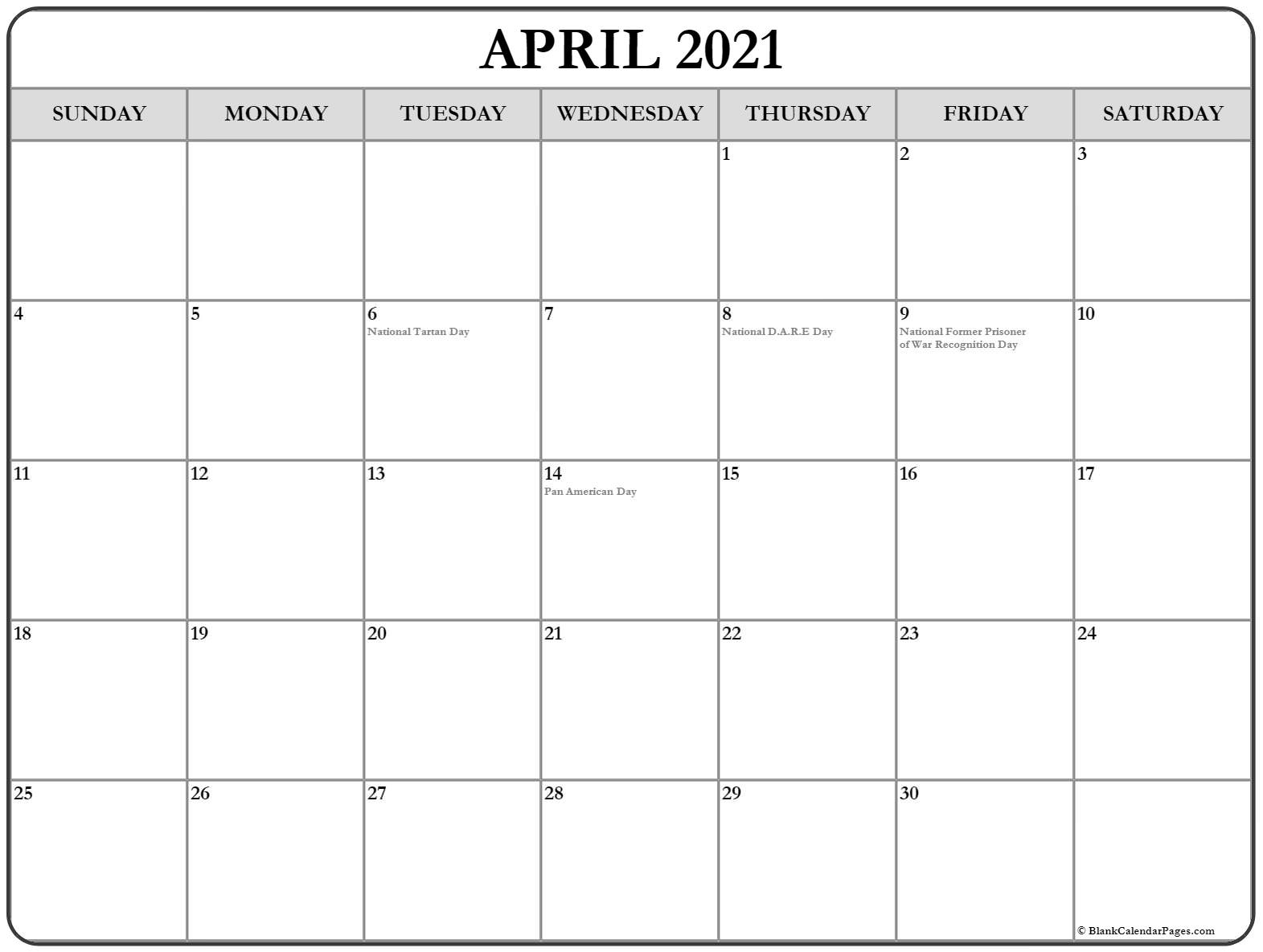 April 2021 Calendar With Us Holidays | Printable March April - September 2021 Calendar