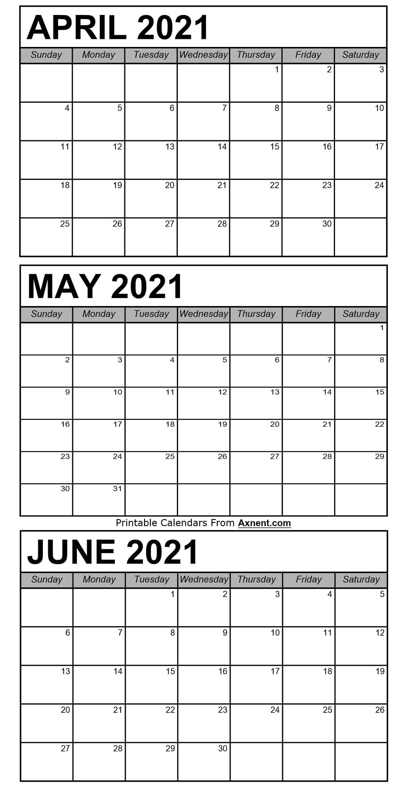 April To June Calendar 2021 Templates - Three Months Show Me A Calendar Of June 2021