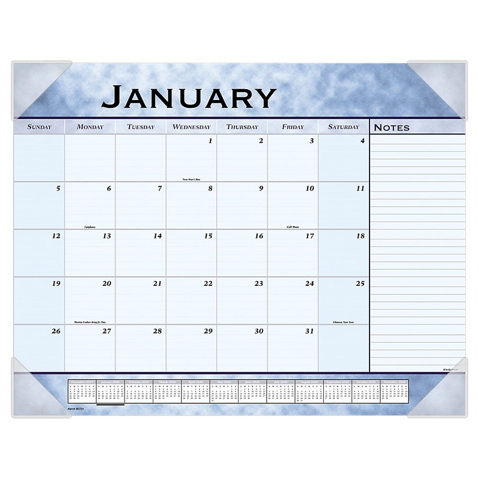 At-A-Glance 89701 22&quot; X 17&quot; Slate Blue Monthly January 2021 - December 2021 Desk Pad Calendar Month Of December 2021 Calendar