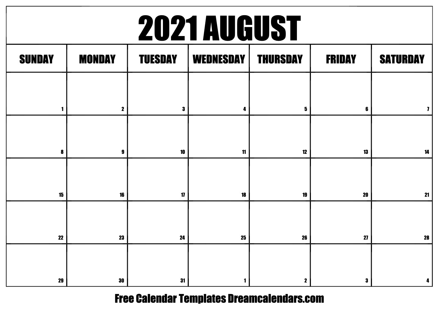 August 2021 Calendar | Free Blank Printable Templates August 2021 Calendar Month