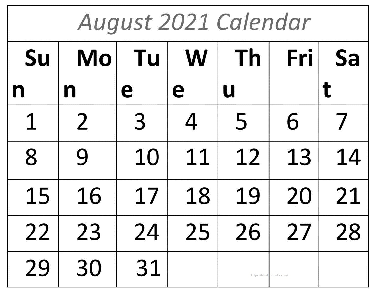 August 2021 Calendar Template | Free Download For Schedule August 2021 Calendar Editable
