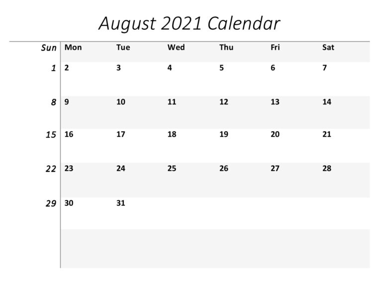 August 2021 Calendar With Holidays Pdf - Nosubia August 2021 Calendar With Holidays