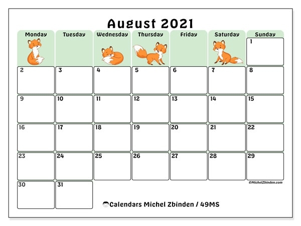 August 2021 Calendars - Ms - Michel Zbinden En August 2021 Calendar Month