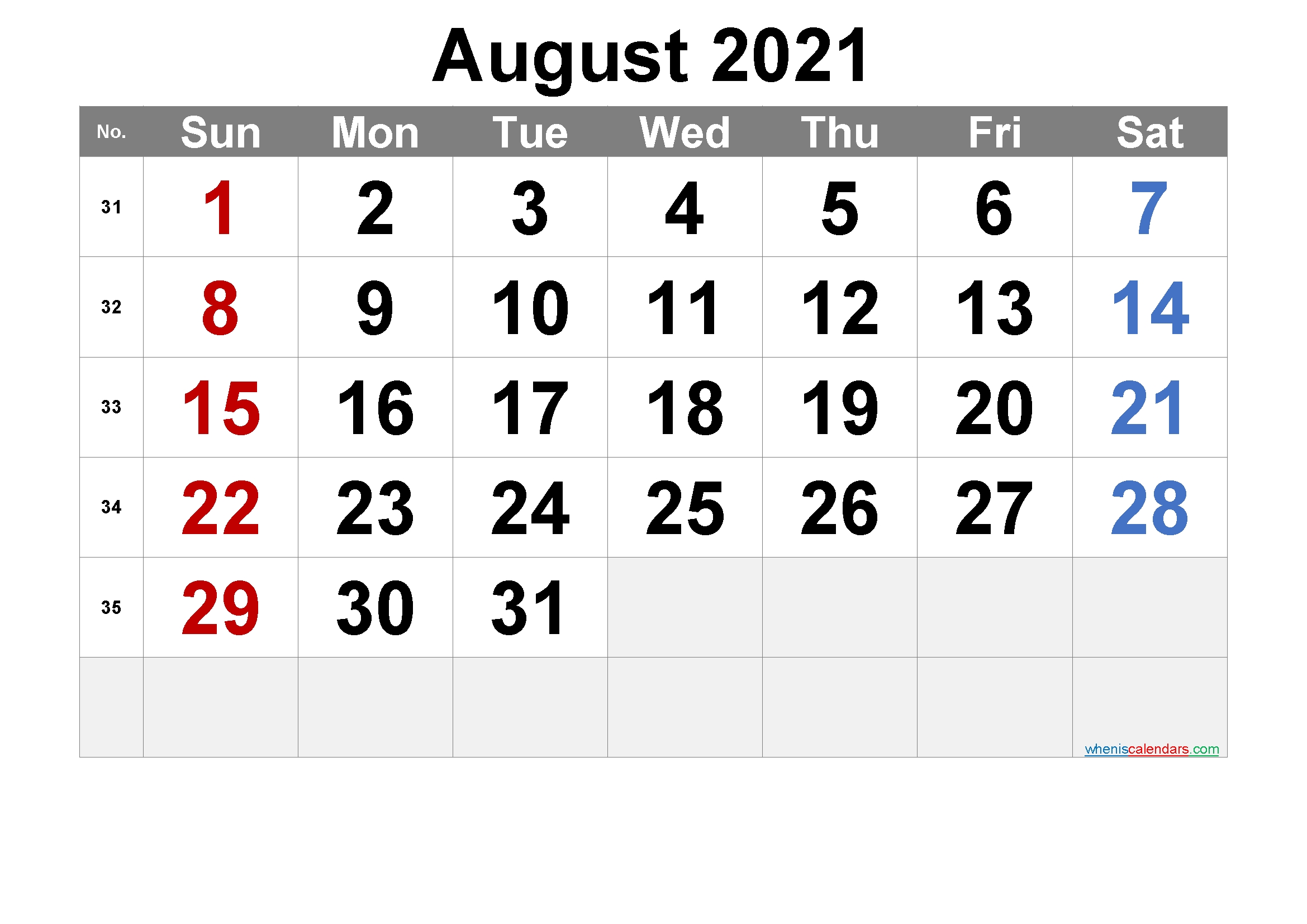 August 2021 Printable Calendar With Holidays | Free Printable 2020 Monthly Calendar With Holidays August 2021 Calendar Month