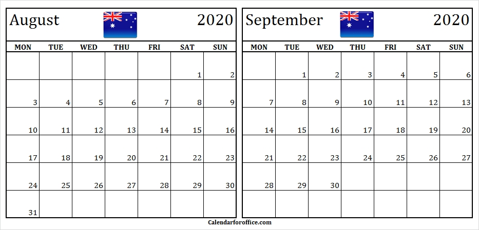 August September 2020 Calendar Australia | Calendar Australia, 2021 Calendar, February Calendar Calendar September 2020 To August 2021