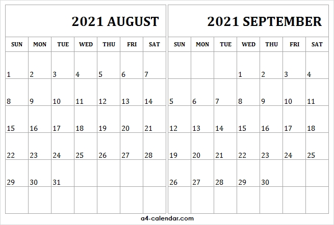 August September 2021 Calendar A4 - A4 Calendar Calendar September 2020 To August 2021