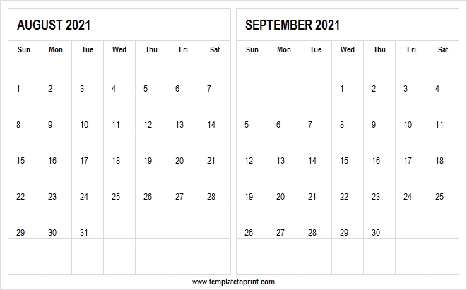 August September 2021 Printable Calendar - Print 2021 Calendar Printable Calendar September 2020 To August 2021