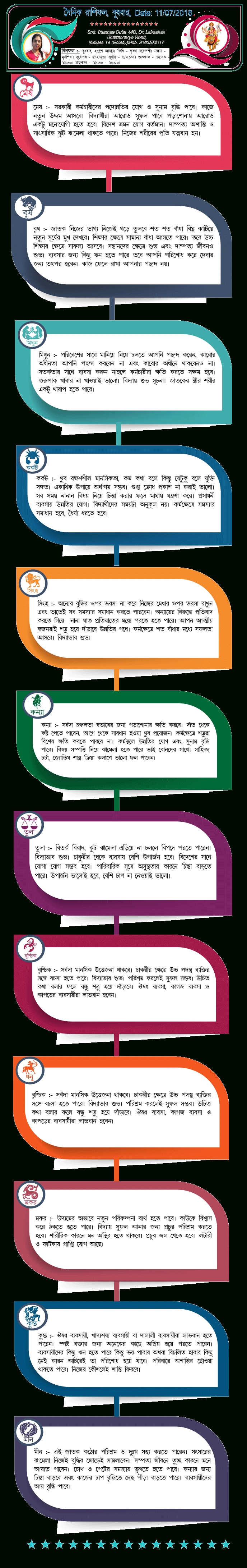 Bangla Daily Horoscope 11 07 18 | Year Bengali Calendar 2021 July