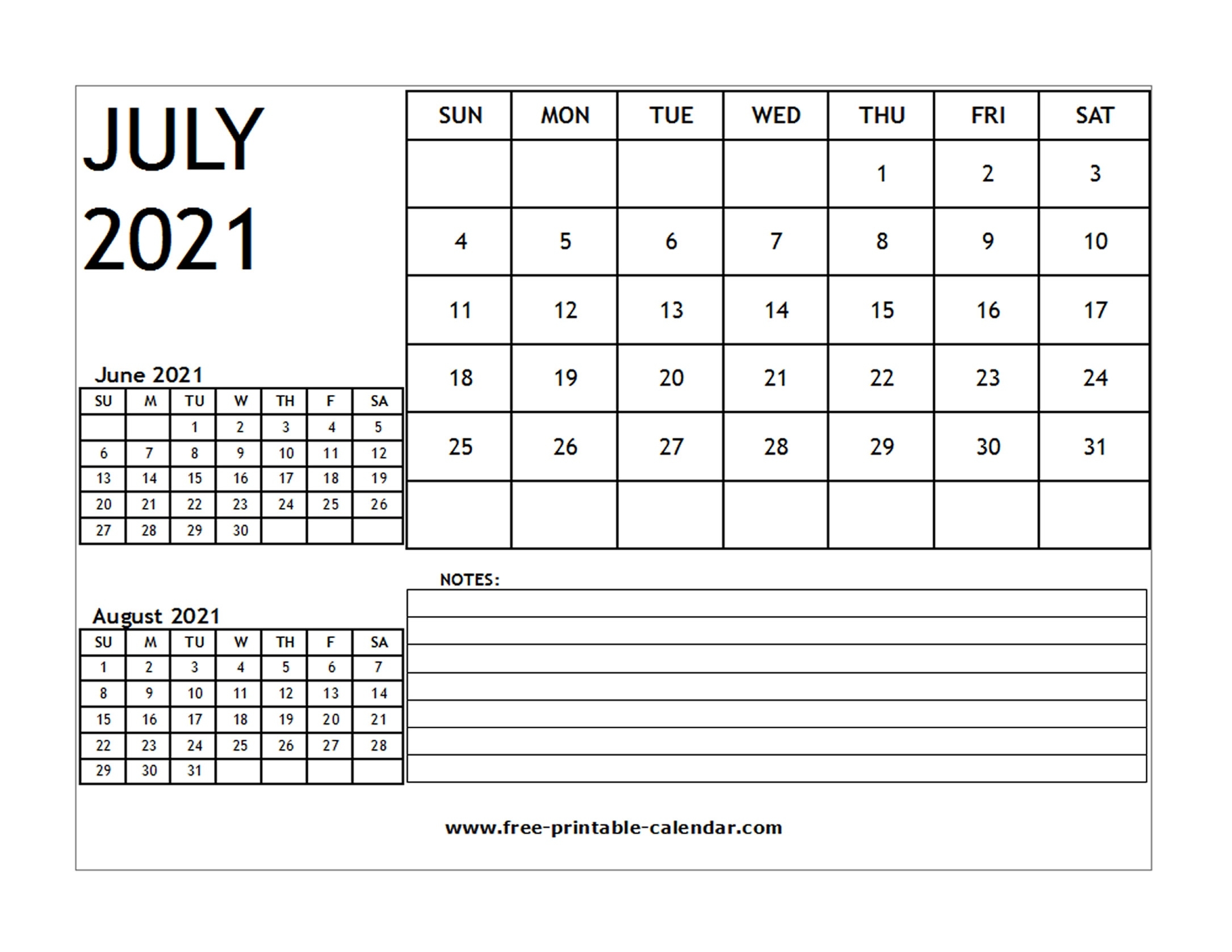 Blank 2021 Calendar July - Free-Printable-Calendar Editable July 2021 Calendar