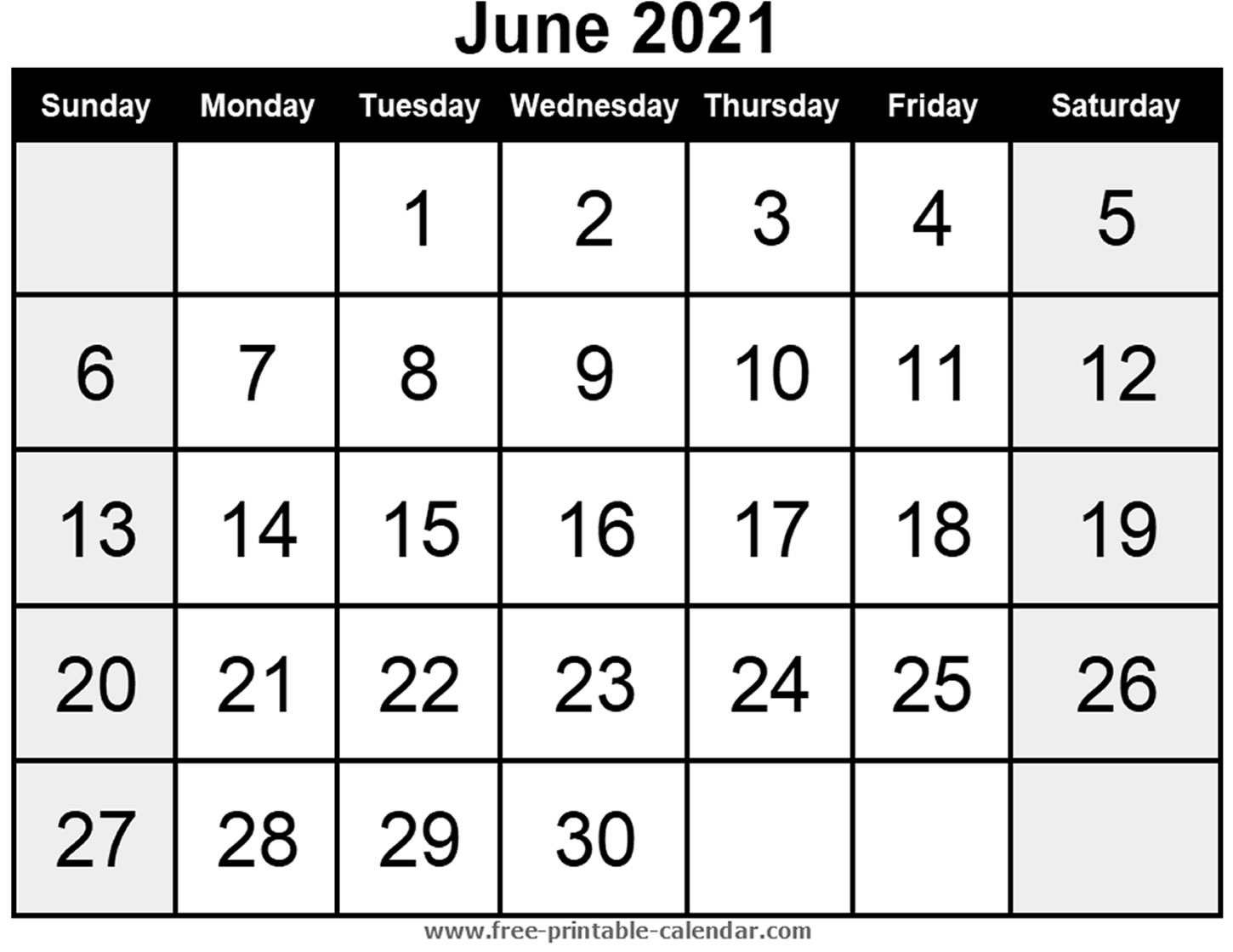 Blank Calendar June 2021 - Free-Printable-Calendar June 2021 Calendar Editable