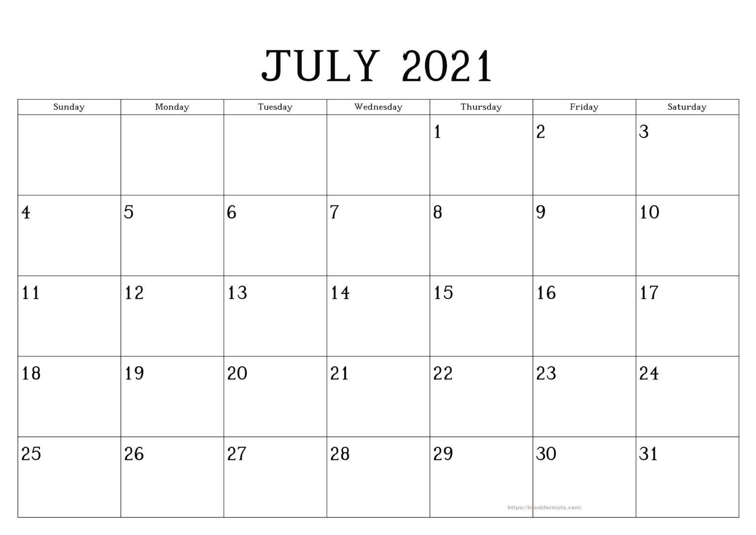 Blank July 2021 Calendar Printable Editable Reminder Editable July 2021 Calendar