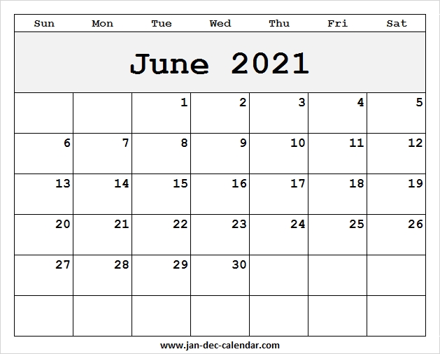 Blank Printable June Calendar 2021 Template Free June 2021 Calendar Blank