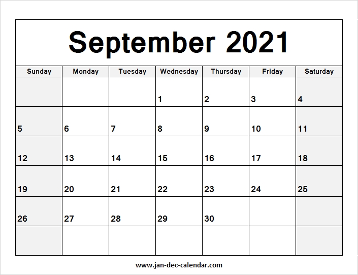 Blank Printable September Calendar 2021 Template Free 2021 September October Calendar