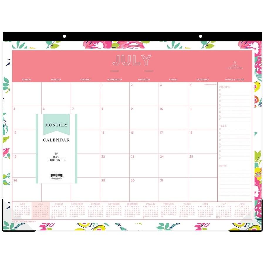 Blue Sky Peyton Floral Academic Desk Calendar - Academic - Julian Dates - Monthly - 1 Year Desk Calendar July 2020 To June 2021