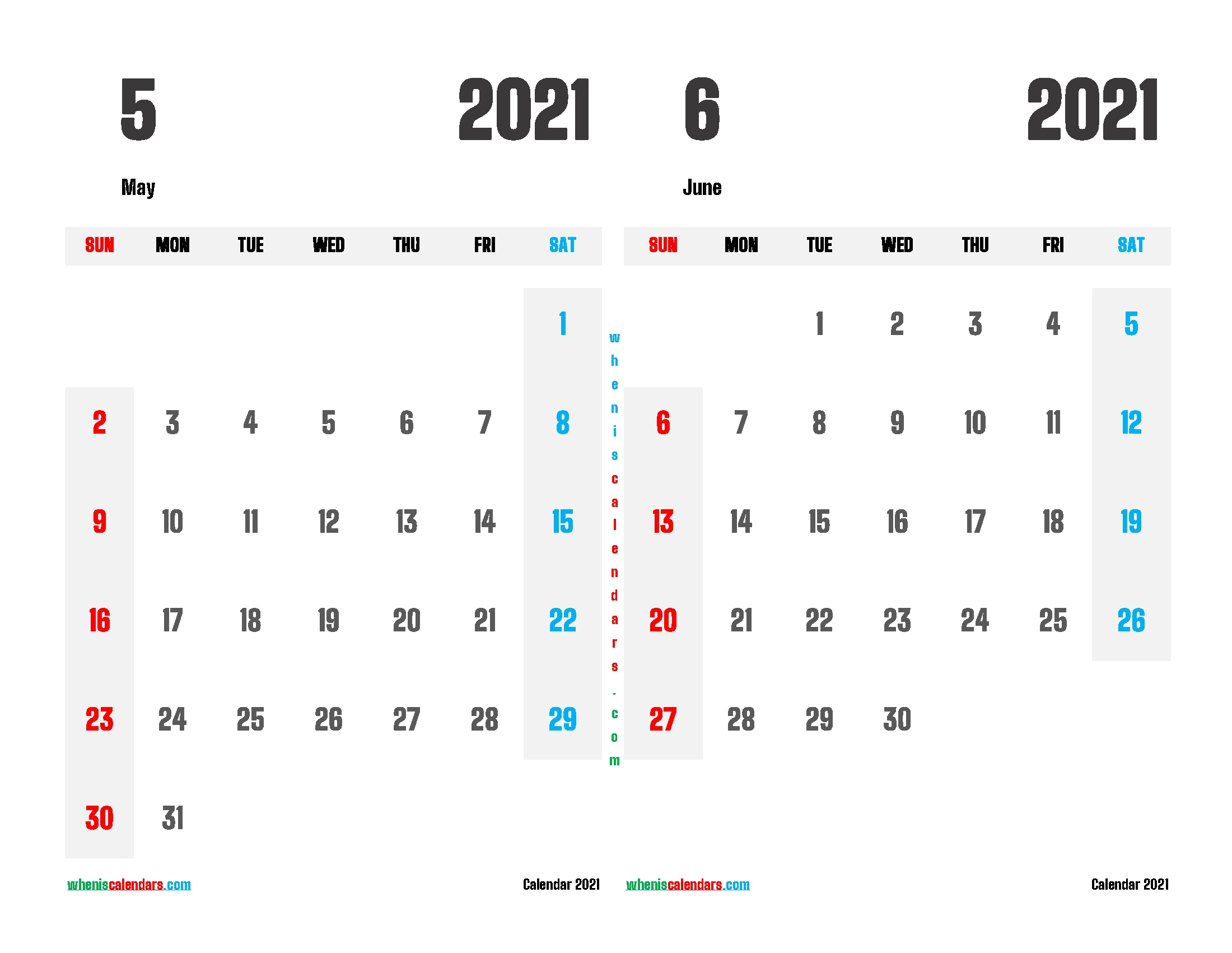 Calendar For May And June 2021 Printable Calendar Of May And June 2021