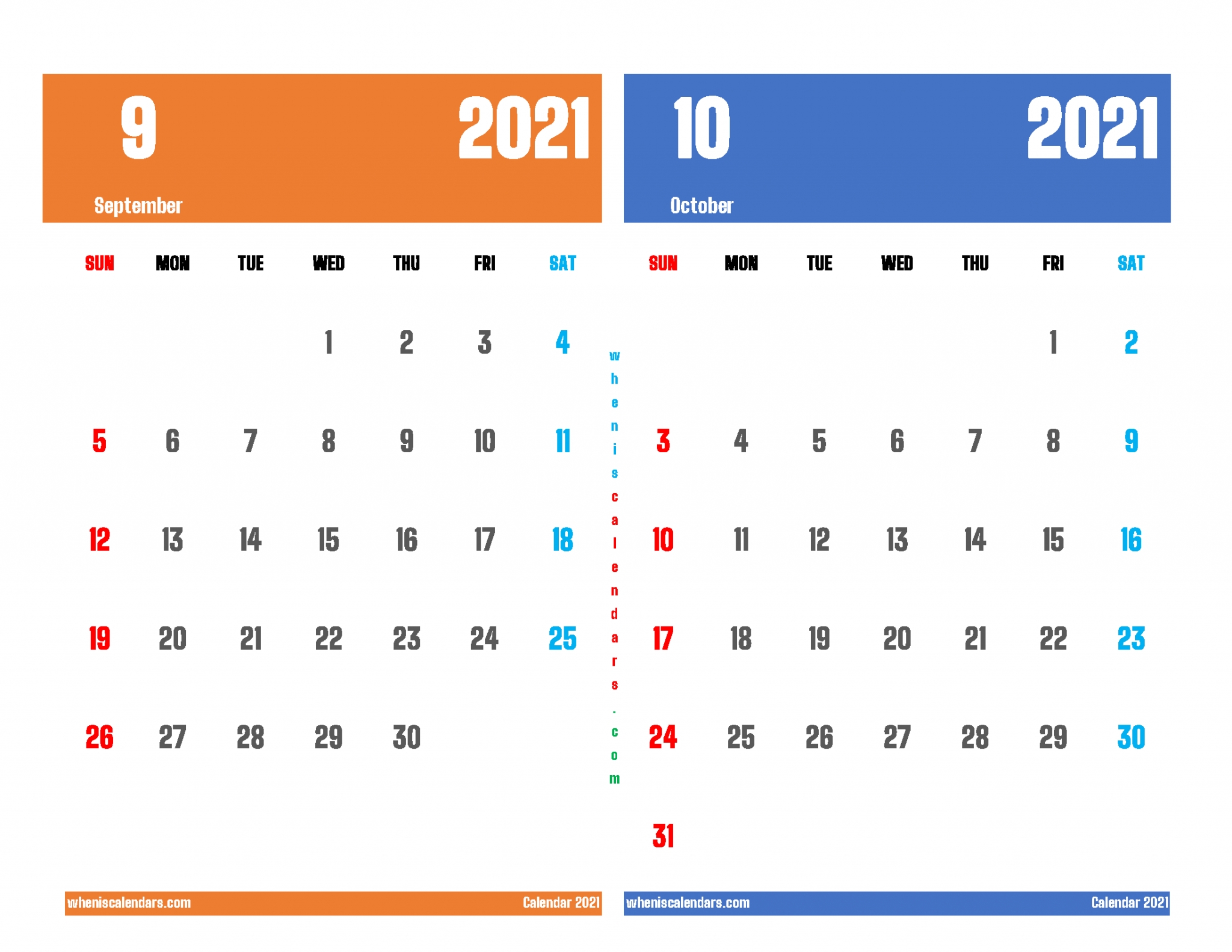 Calendar For September And October 2021 September October 2021 Calendar