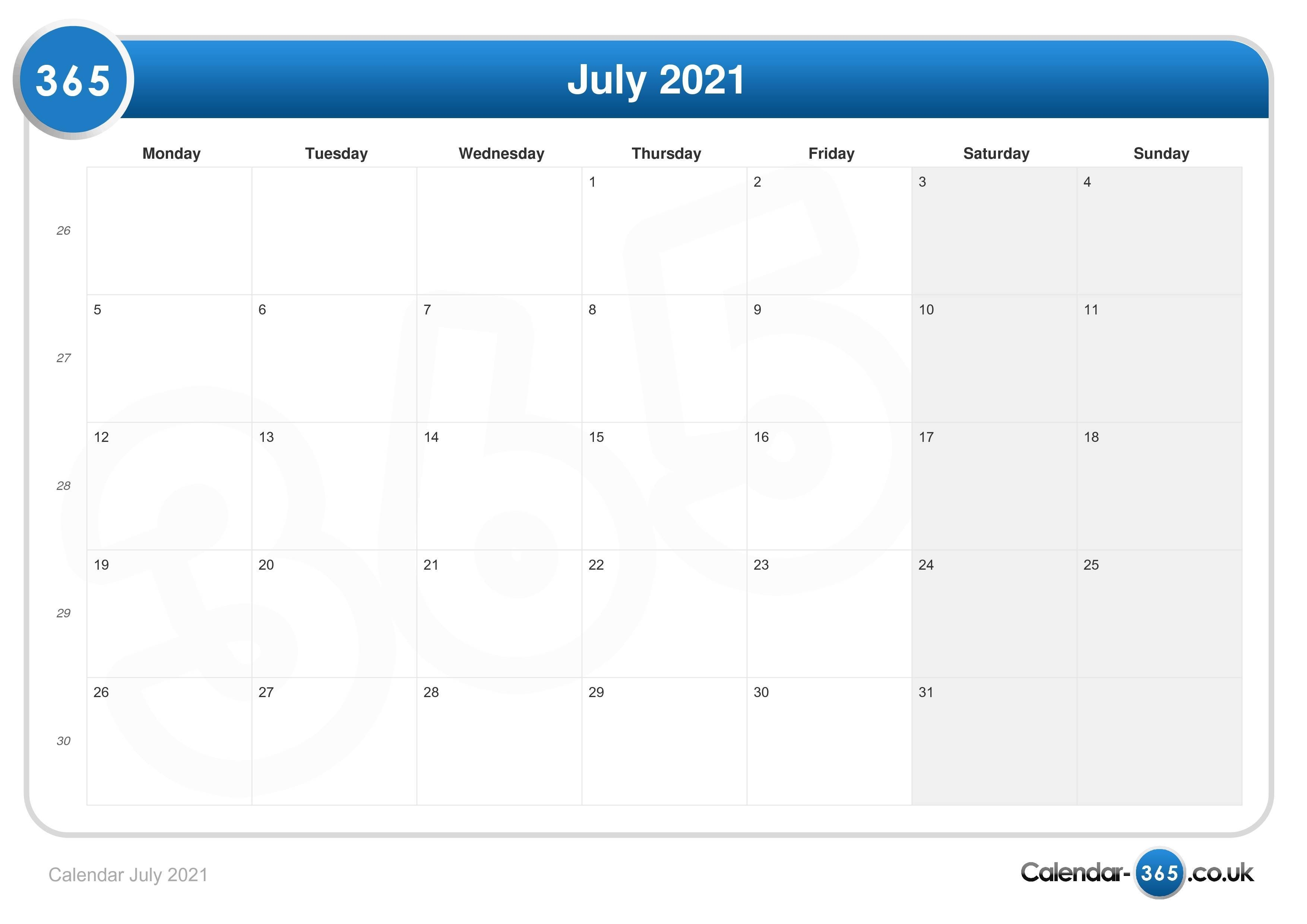 Calendar July 2021 February To July 2021 Calendar