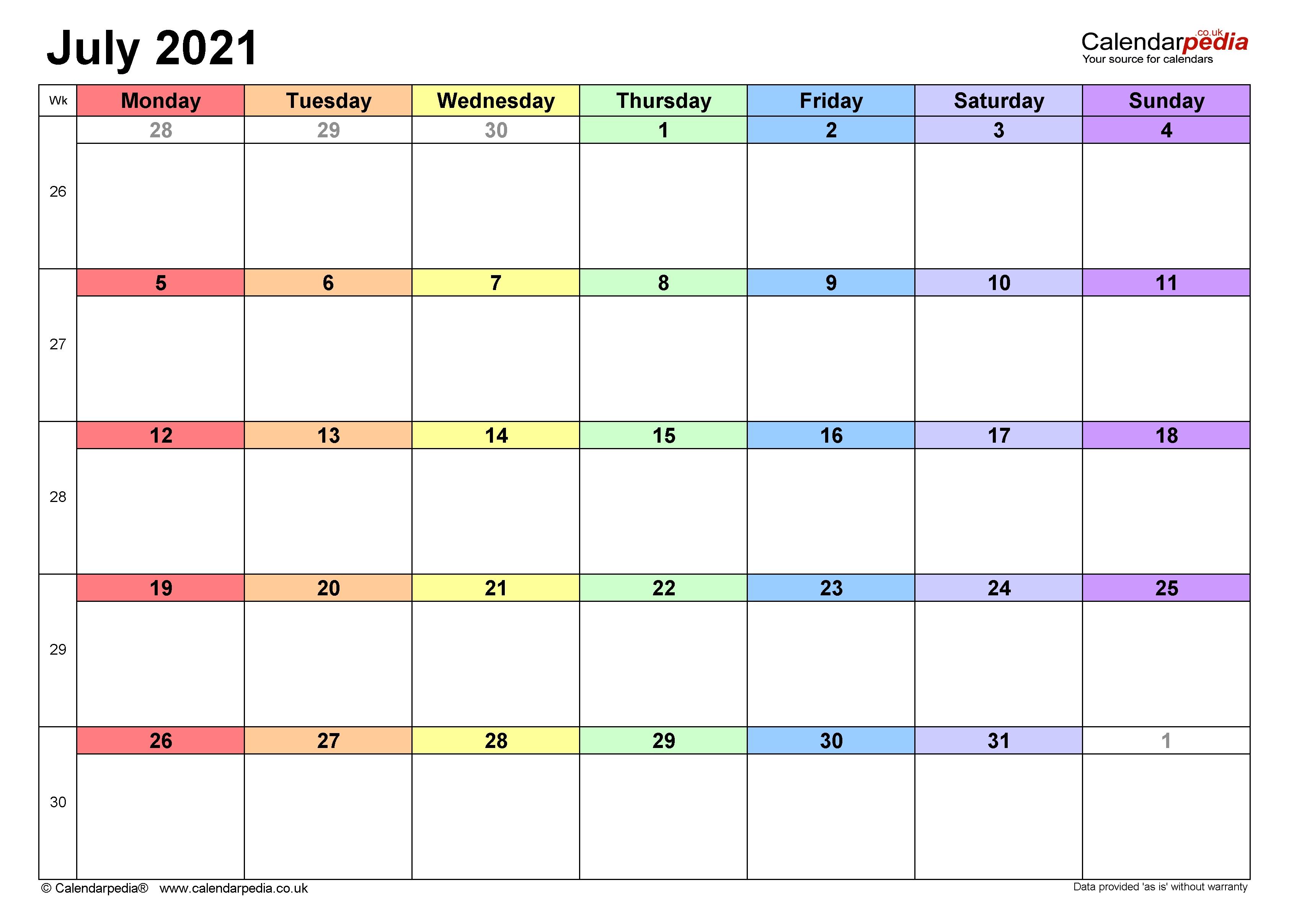 Calendar July 2021 Uk With Excel, Word And Pdf Templates July 2021 Calendar Template