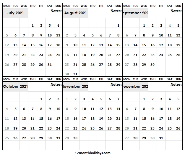 Calendar July To December 2021 - Printable 2021 Calendar Free July 2020 To December 2021 Calendar