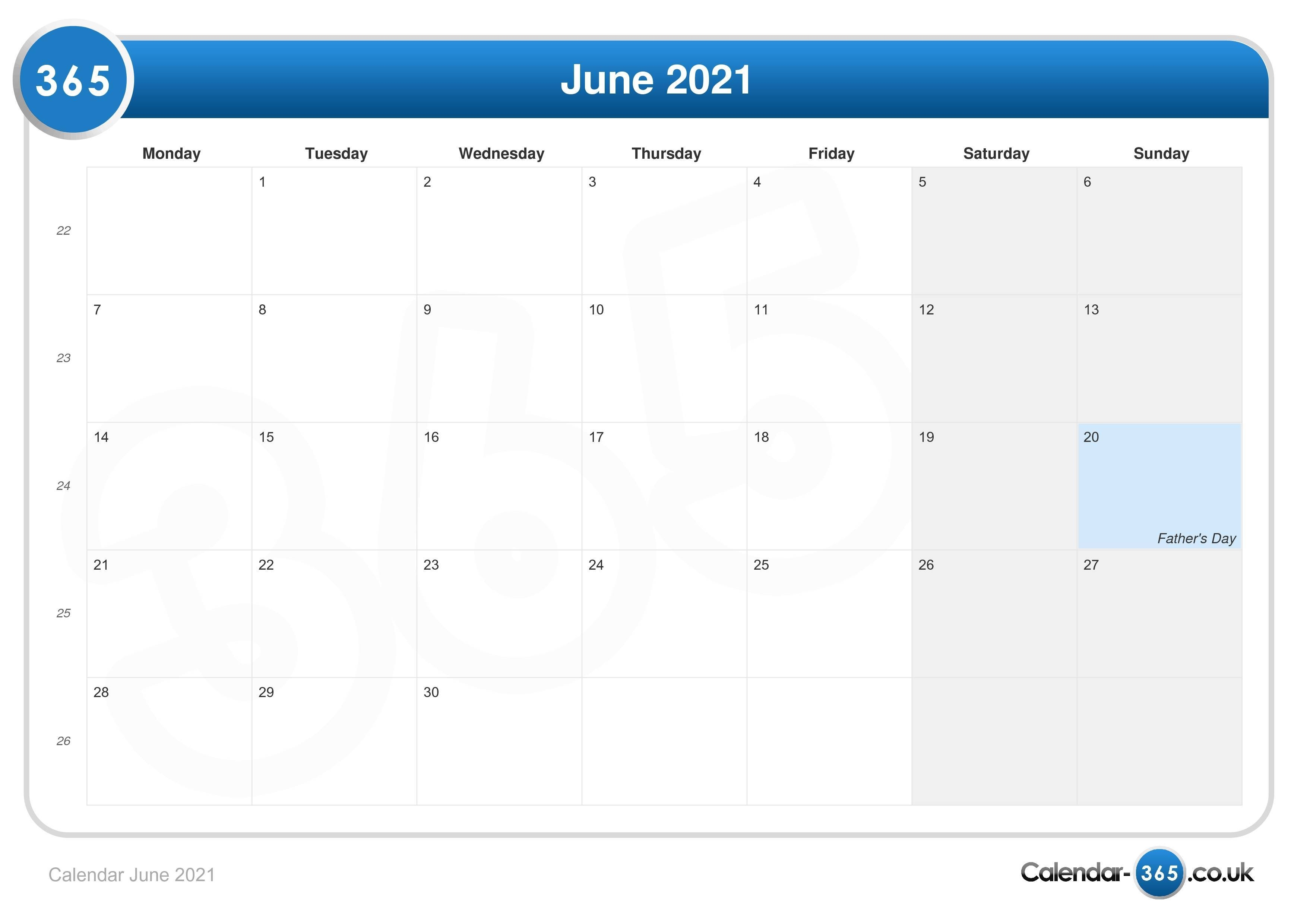 Calendar June 2021 Www.wiki-Calendar.com June 2021