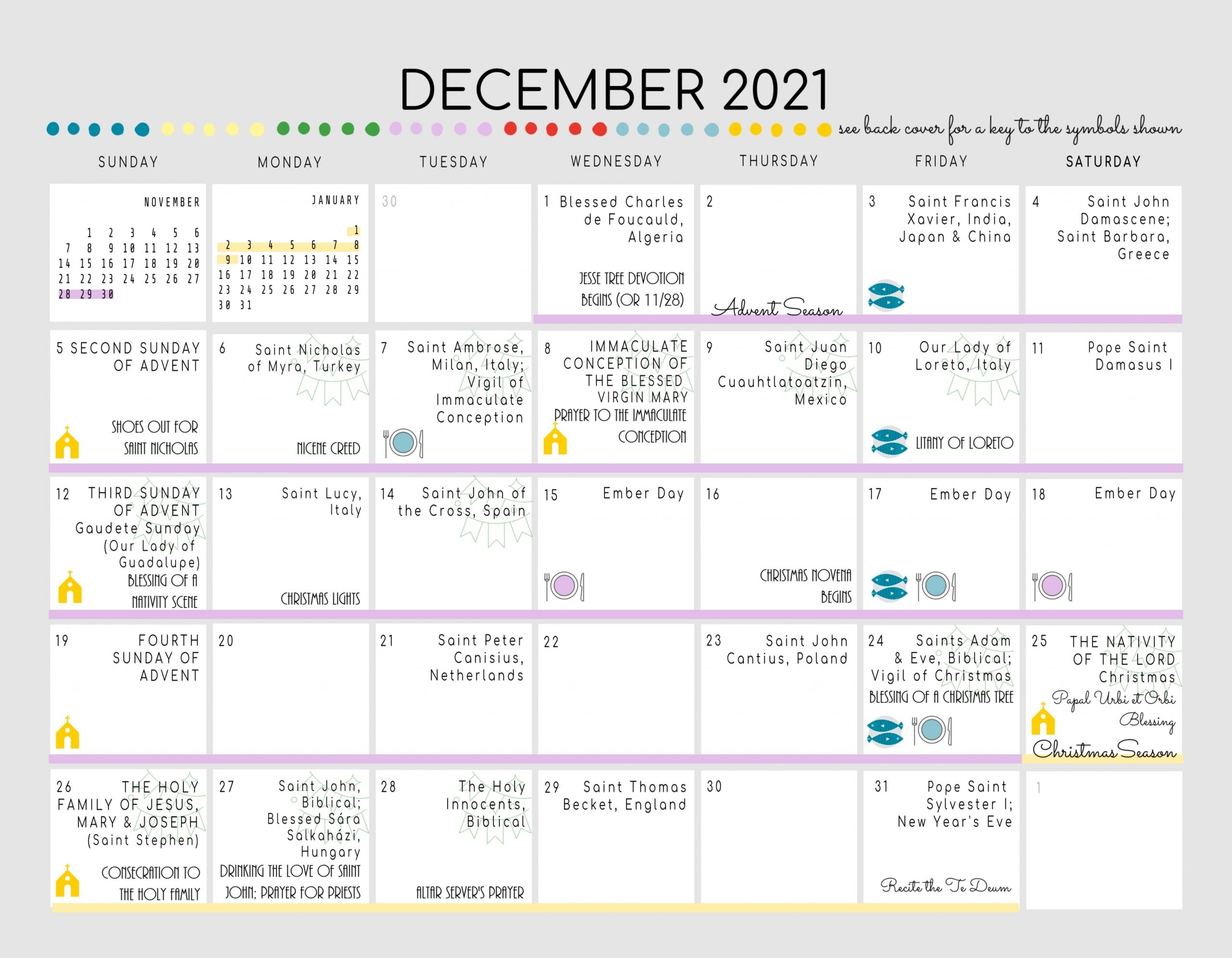 Catholic All Year 2021 Liturgical Calendar With Nrsvce Scripture Quotes *Digital Download View Calendar Of December 2021