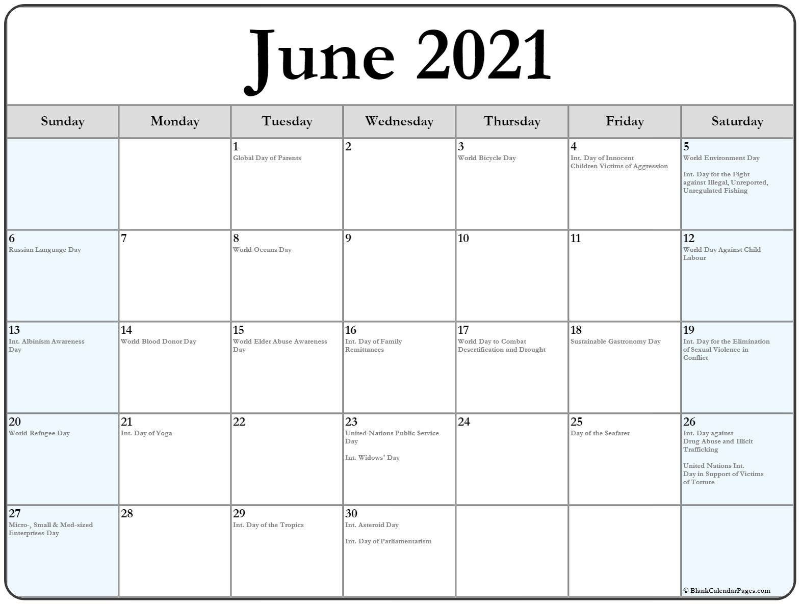 Collection Of June 2021 Calendars With Holidays June-August 2021 Calendar