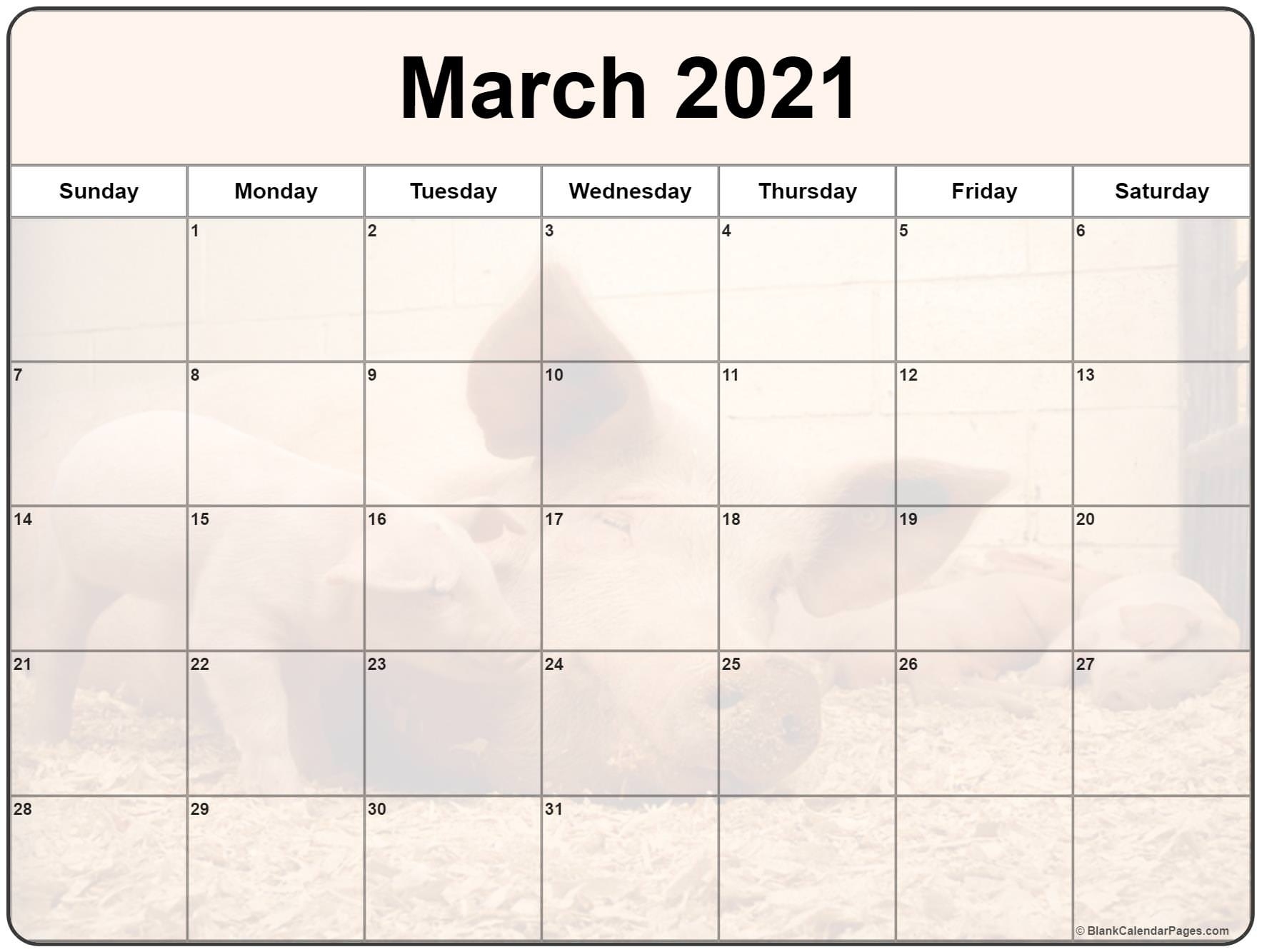 Collection Of March 2021 Photo Calendars With Image Filters. Calendar From October 2020 To March 2021