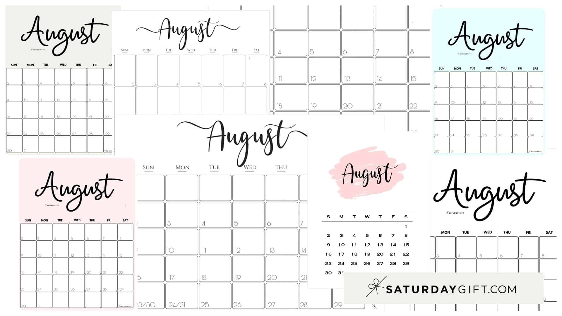 Cute (&amp; Free!) Printable August 2021 Calendar | Saturdaygift August 2021 Calendar Saturdaygift