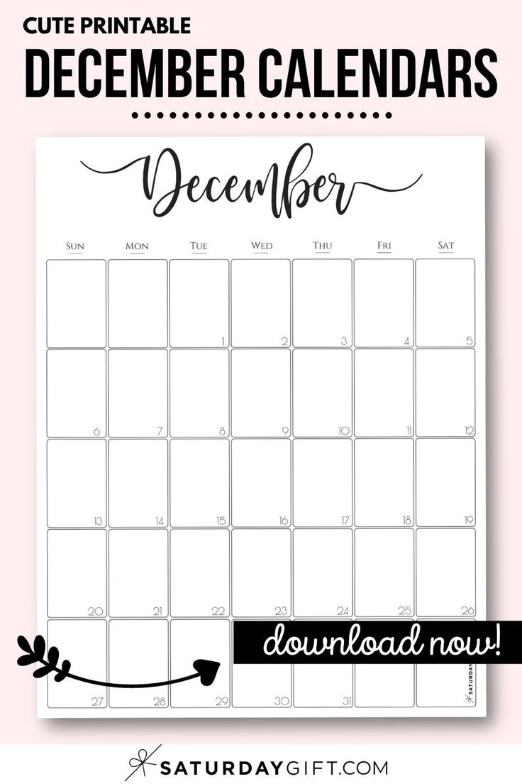 Cute (&amp; Free!) Printable December 2021 Calendar | Saturdaygift | Printable December Calendar August 2021 Calendar Saturdaygift