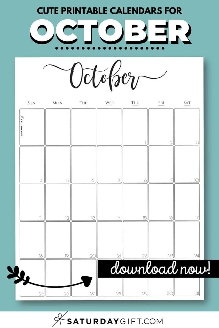 Cute (&amp; Free!) Printable October 2021 Calendar | | Saturdaygift | Calendario, Tecnologia August 2021 Calendar Saturdaygift