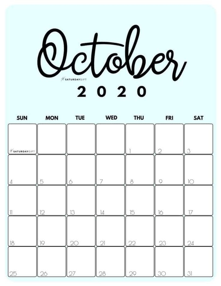 Cute (&amp; Free!) Printable October 2021 Calendar | | Saturdaygift In 2020 | October Calendar October 2021 Calendar Cute