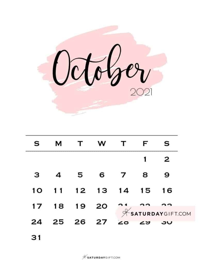 Cute (&amp; Free!) Printable October 2021 Calendar | | Saturdaygift October 2021 Calendar Cute