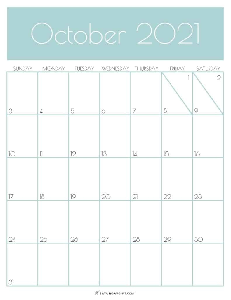 Cute (&amp; Free!) Printable October 2021 Calendar | | Saturdaygift October 2021 Calendar Starting Monday