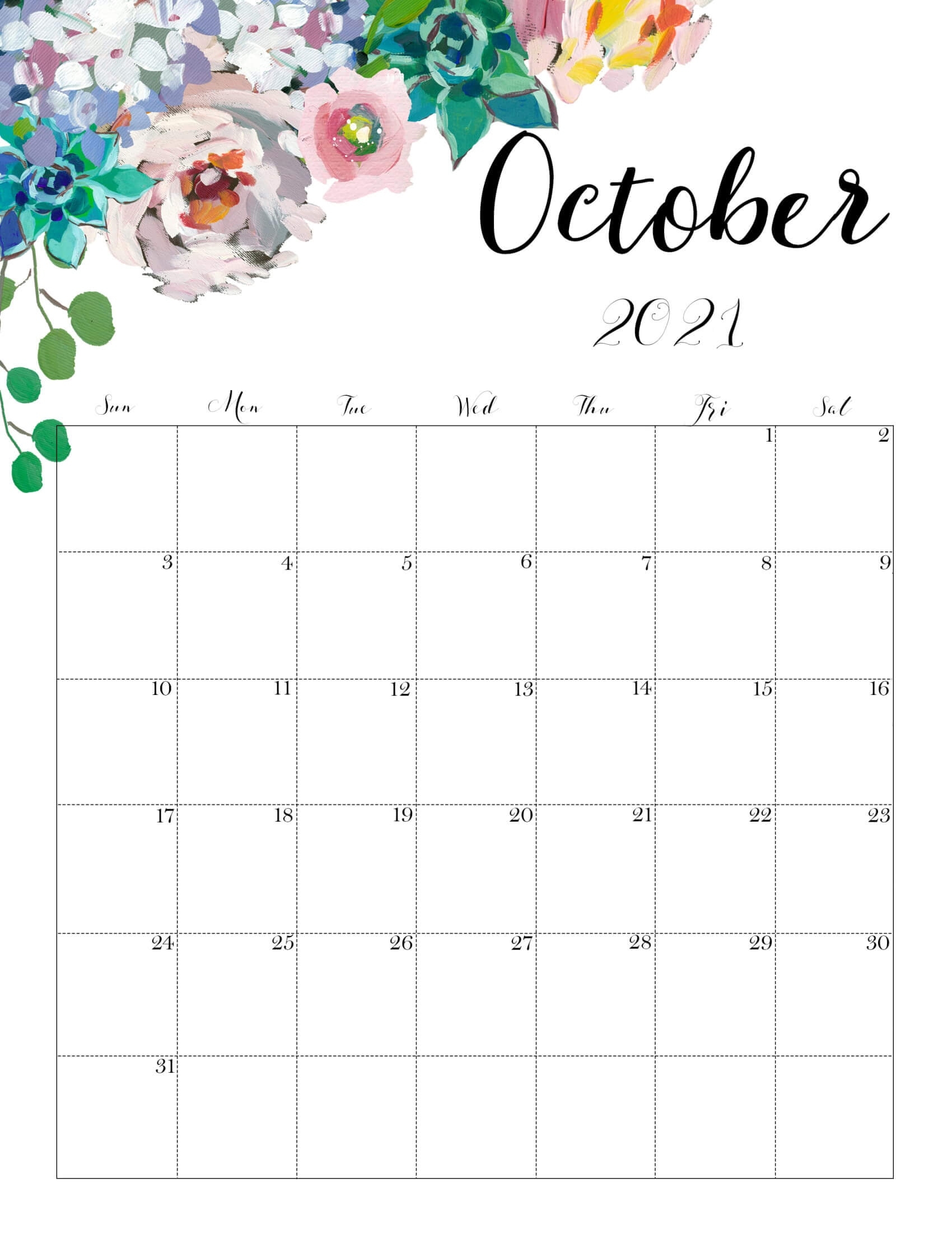 Cute October 2021 Calendar Desk &amp; Wall - Time Management Tips &amp; Tools Cute October 2021 Calendar October 2021 Calendar Cute