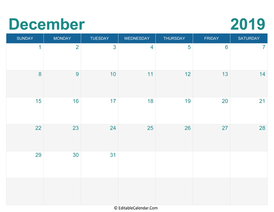 December 2019 Editable Calendar With Holidays Editable December 2021 Calendar