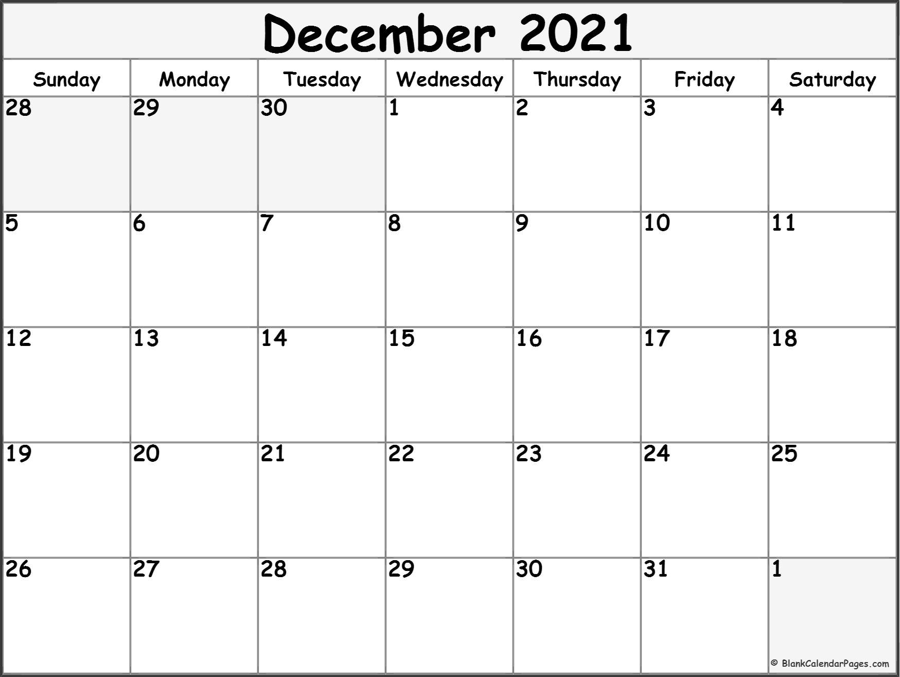 December 2021 Blank Calendar Templates 1 - Calendar Template 2021 December 2021 Hindu Calendar