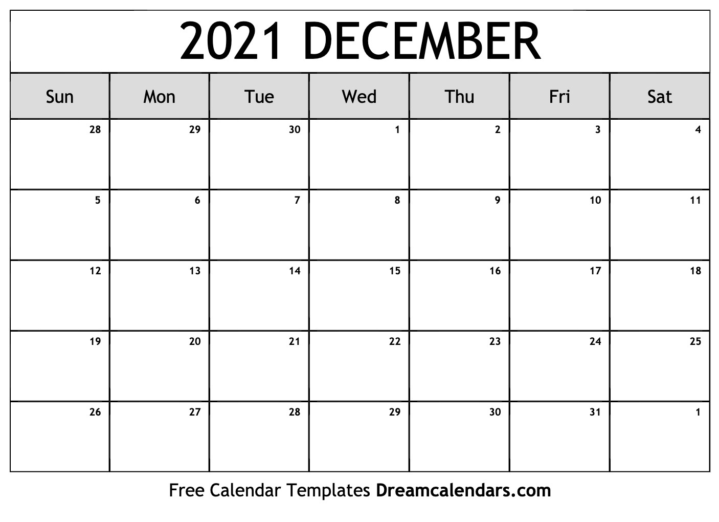 December 2021 Calendar Printable | Example Calendar Printable Printable Calendar December 2020 To March 2021