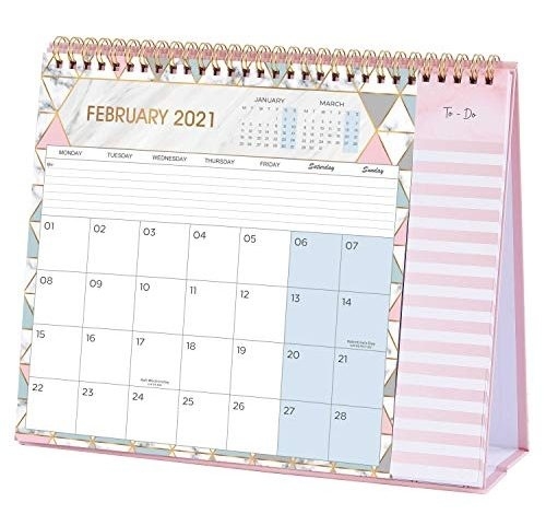 Desk Calendar 2021, Calendar 2021 Month To View With 2 Pockets, Runs From January 2021 To View Calendar Of December 2021