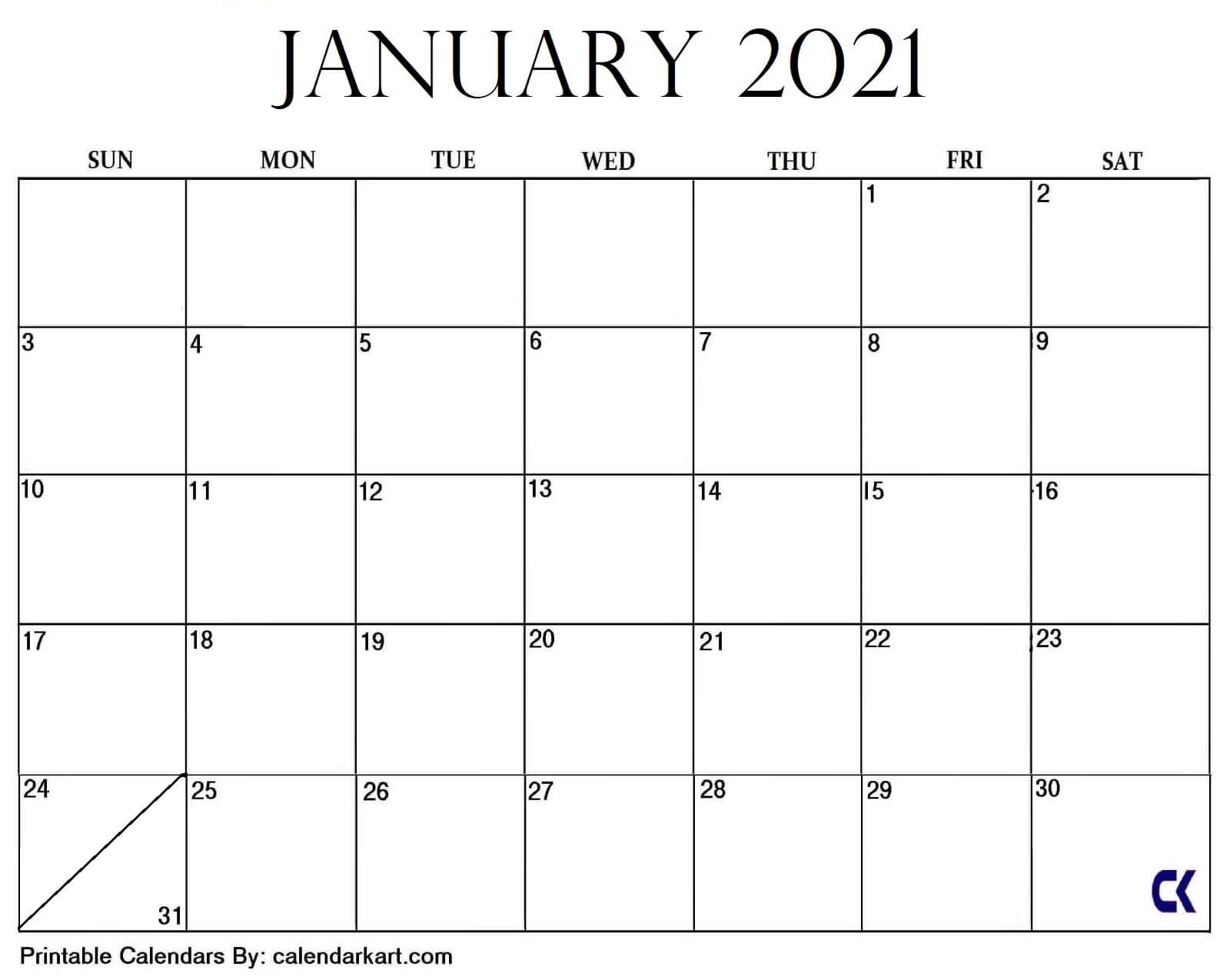Download Calendar January 2021 : Printable January 2021 Calendar Templates | 123Calendars Printable Monthly Calendar December 2020 And January 2021